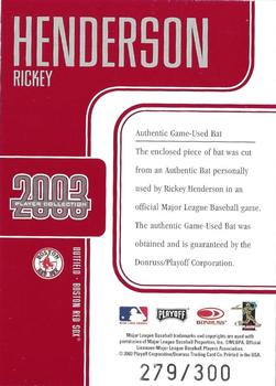 2003 Donruss Studio - Player Collection Red #NNO Rickey Henderson Back