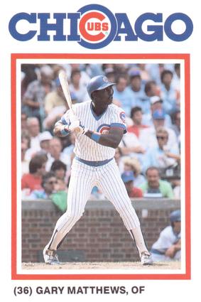1986 Gatorade Chicago Cubs #NNO Gary Matthews Front