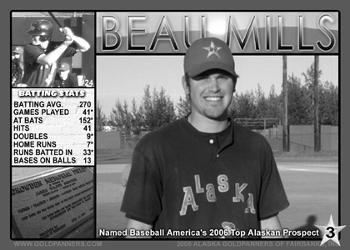 2006 Alaska Goldpanners #3 Beau Mills Back