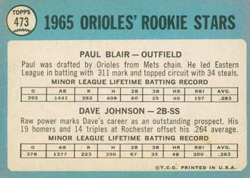 2014 Topps Heritage - 50th Anniversary Buybacks #473 Orioles 1965 Rookie Stars-Blair / Johnson Back