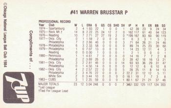 1984 7-Up Chicago Cubs #NNO Warren Brusstar Back