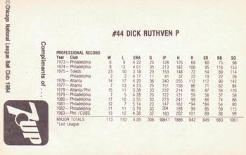 1984 7-Up Chicago Cubs #NNO Dick Ruthven Back