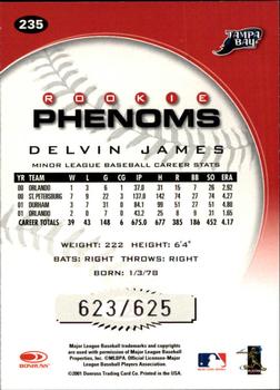 2001 Donruss Class of 2001 #235 Delvin James Back