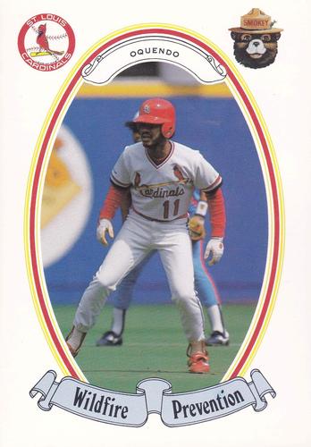 1987 St. Louis Cardinals Smokey #18 Jose Oquendo Front