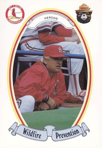 1987 St. Louis Cardinals Smokey #25 Whitey Herzog Front