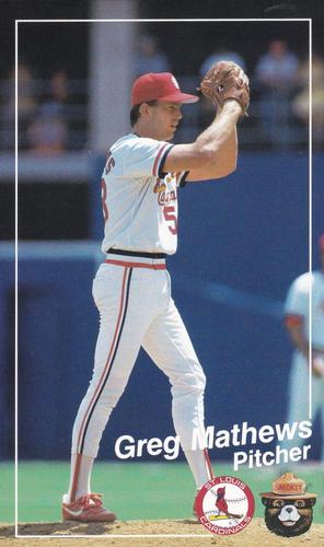 1988 St. Louis Cardinals Smokey #7 Greg Mathews Front
