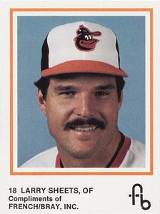 1987 French/Bray Baltimore Orioles #NNO Larry Sheets Front