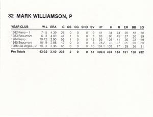 1987 French/Bray Baltimore Orioles #NNO Mark Williamson Back