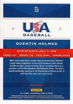 2017 Panini USA Baseball Stars & Stripes #32 Quentin Holmes Back
