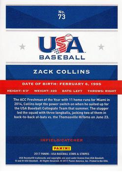 2017 Panini USA Baseball Stars & Stripes #73 Zack Collins Back
