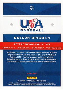 2017 Panini USA Baseball Stars & Stripes #91 Bryson Brigman Back