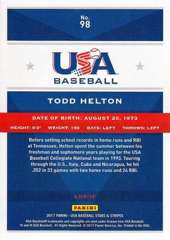 2017 Panini USA Baseball Stars & Stripes #98 Todd Helton Back