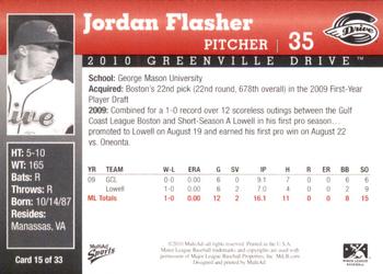 2010 MultiAd Greenville Drive #15 Jordan Flasher Back