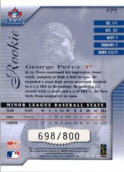 2001 Donruss Signature #277 George Perez Back