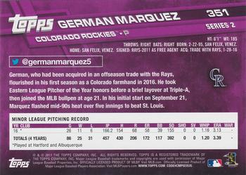 2017 Topps - Rainbow Foil #351 German Marquez Back