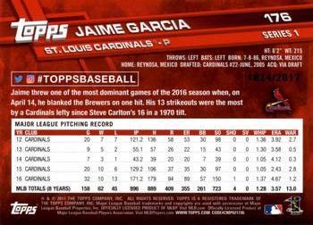 2017 Topps - Gold #176 Jaime Garcia Back