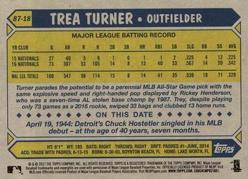 2017 Topps - 1987 Topps Baseball 30th Anniversary #87-18 Trea Turner Back