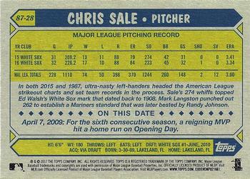 2017 Topps - 1987 Topps Baseball 30th Anniversary #87-28 Chris Sale Back