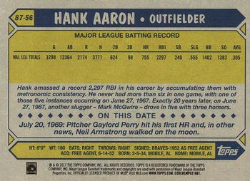 2017 Topps - 1987 Topps Baseball 30th Anniversary #87-56 Hank Aaron Back