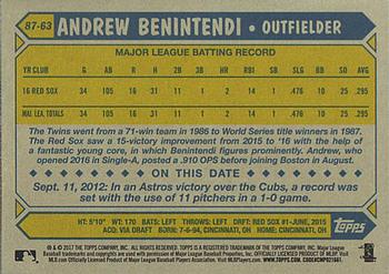 2017 Topps - 1987 Topps Baseball 30th Anniversary #87-63 Andrew Benintendi Back