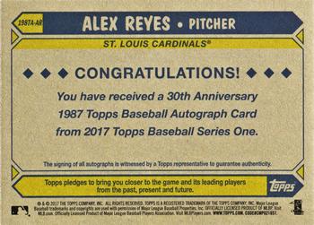 2017 Topps - 1987 Topps Baseball 30th Anniversary Autographs #1987A-AR Alex Reyes Back
