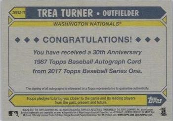 2017 Topps - 1987 Topps Baseball 30th Anniversary Autographs #1987A-TT Trea Turner Back