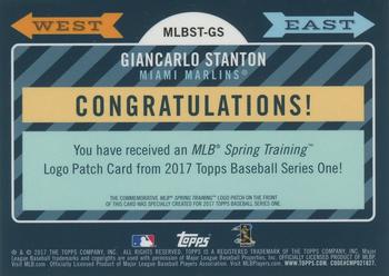 2017 Topps - MLB Spring Training Manufactured Logo Patch Relics Gold #MLBST-GS Giancarlo Stanton Back