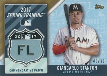 2017 Topps - MLB Spring Training Manufactured Logo Patch Relics Gold #MLBST-GS Giancarlo Stanton Front