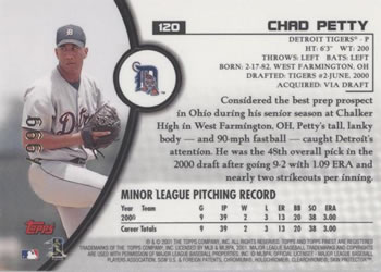 2001 Finest #120 Chad Petty Back