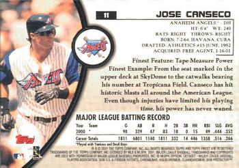 2001 Finest #11 Jose Canseco Back