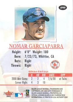 2001 Fleer Authority #25 Nomar Garciaparra Back
