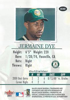 2001 Fleer Authority #66 Jermaine Dye Back