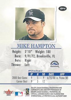 2001 Fleer Authority #94 Mike Hampton Back