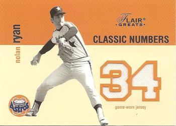 2003 Flair Greats - Classic Numbers Game Used #NNO Nolan Ryan Front