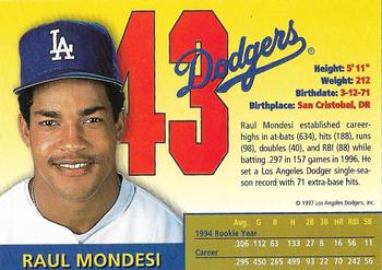 1997 Los Angeles Dodgers True Blue Club Rookie of the Year #3 Raul Mondesi Back