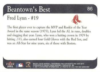 2001 Fleer Boston Red Sox 100th Anniversary #86 Fred Lynn Back