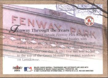 2001 Fleer Boston Red Sox 100th Anniversary #99 Fenway Park Back