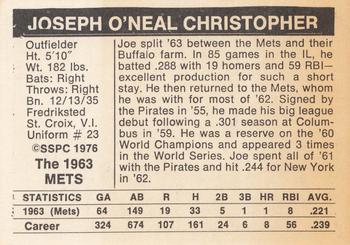 1976 SSPC 1963 New York Mets #NNO Joe Christopher Back