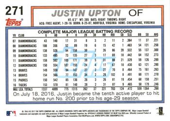 2017 Topps Archives #271 Justin Upton Back