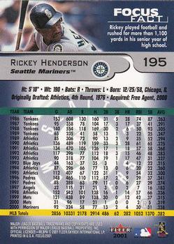 2001 Fleer Focus #195 Rickey Henderson Back