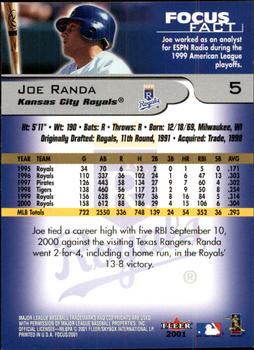 2001 Fleer Focus #5 Joe Randa Back