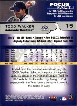 2001 Fleer Focus #15 Todd Walker Back