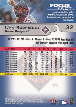 2001 Fleer Focus #32 Ivan Rodriguez Back