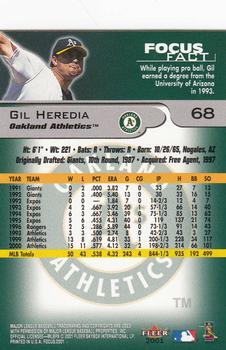 2001 Fleer Focus #68 Gil Heredia Back