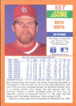 1990 Score Rookie & Traded #55T Bryn Smith Back