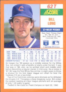 1990 Score Rookie & Traded #62T Bill Long Back