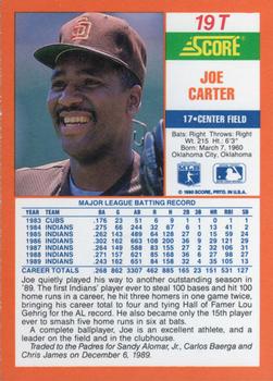 1990 Score Rookie & Traded #19T Joe Carter Back