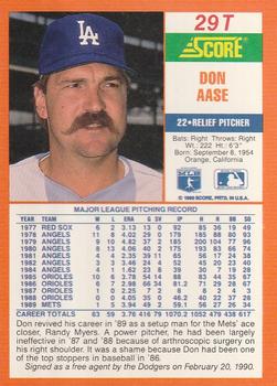 1990 Score Rookie & Traded #29T Don Aase Back