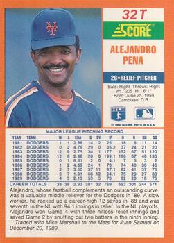 1990 Score Rookie & Traded #32T Alejandro Pena Back