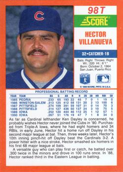 1990 Score Rookie & Traded #98T Hector Villanueva Back